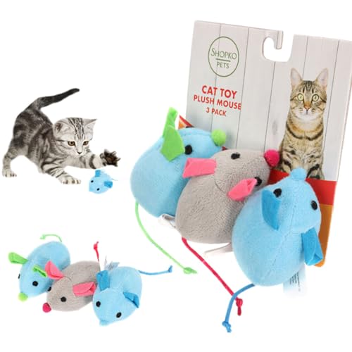 OLACD Kauspielzeug für Katzen, tragbar, Beißzähne, Plüsch, 3 Stück, wiederverwendbar, dekoratives Kätzchen-Maus-Spielzeug von OLACD