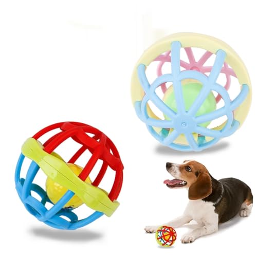 OLACD Kauspielzeug für Welpen, Kunststoff, 2 Stück, Kätzchen-Glockenball, kreativer hohler Klang, bissfest, schöner Haustierball für Kätzchen und Welpen OLACD Kauspielzeug für Welpen, Kunststoff, 2 Stück, Kätzchen-Glockenball, kreativer hohler Klang, bissfest, schöner Haustierball für Kätzchen und Welpen von OLACD