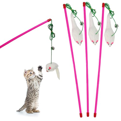 OLACD Leichtes Kätzchen-Stick-Spielzeug: knisterndes Katzenspielzeug, weiche Maus, tragbares interaktives Haustierspielzeug, Zuhause, weicher Zauberstab für Katzen von OLACD
