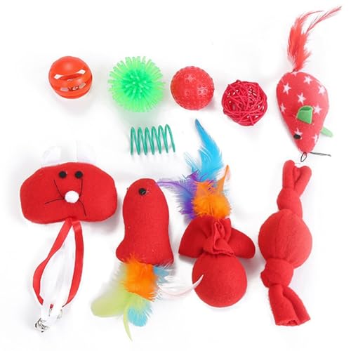 OLACD Lustiges, interaktives, weiches Plüsch-Katzenspielzeug, Weihnachten, Stress-Komfort, Jagd, Fischspielzeug, Ball für Katzen, 10 Stück OLACD Lustiges, interaktives, weiches Plüsch-Katzenspielzeug, Weihnachten, Stress-Komfort, Jagd, Fischspielzeug, Ball für Katzen, 10 Stück von OLACD