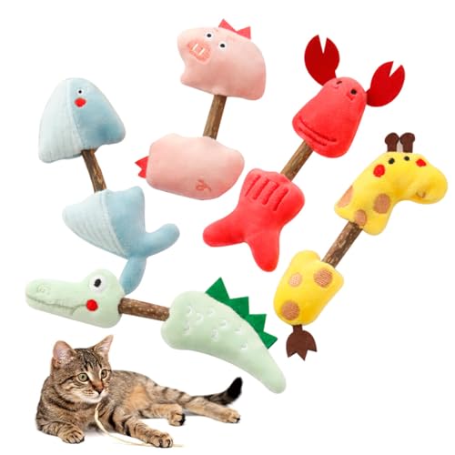 OLACD Lustiges, interaktives Plüschspielzeug für Haustiere: leichtes 5-teiliges Cartoon-Spielzeug für kleine und mittelgroße Katzen von OLACD