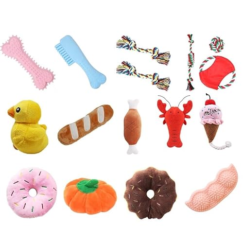 OLACD Lustiges, weiches interaktives Cartoon-Spielzeug für Hunde, 16 Stück, flauschiges Gummi-Kauspielzeug, quietschendes Hundespielzeug OLACD Lustiges, weiches interaktives Cartoon-Spielzeug für Hunde, 16 Stück, flauschiges Gummi-Kauspielzeug, quietschendes Hundespielzeug von OLACD