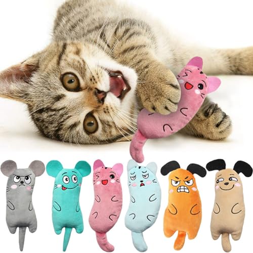 OLACD Lustiges Plüsch-Katzen-Maus-Spielzeug mit Katzenminze, leichtes und tragbares interaktives Haustierspielzeug für Indoor-Spielen und Zahngesundheit von OLACD