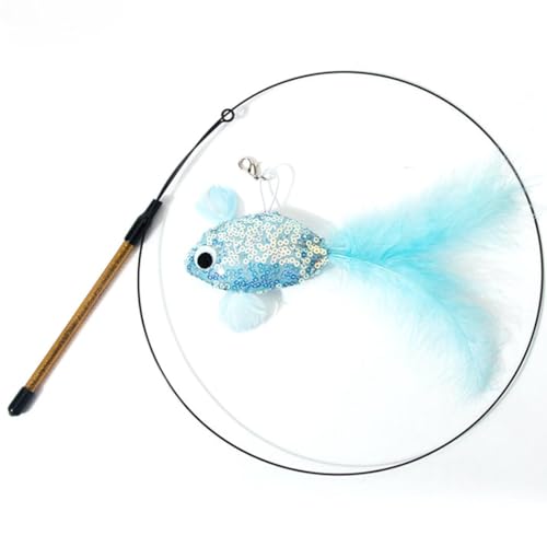OLACD Pet Wand Teaser Stahlschnur Band Spielzeug Katze Kätzchen Teaser Faux Feder Fisch für OLACD Pet Wand Teaser Stahlschnur Band Spielzeug Katze Kätzchen Teaser Faux Feder Fisch für von OLACD