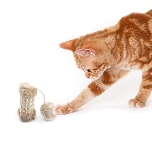 OLACD Pom Pom Ball & Sisal Sound Spielzeug für Katzen – langlebiges Haustier unterhaltsames Beißspielzeug von OLACD