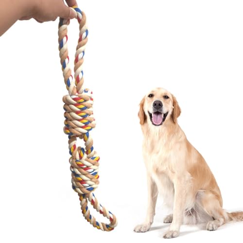 OLACD Robustes Hundespielzeug aus Baumwolle: Chuckle Cord Welpenspielzeug für feistige, bissanfällige Hunde; interaktives Kauseil für Rassen und Zahngesundheit von OLACD