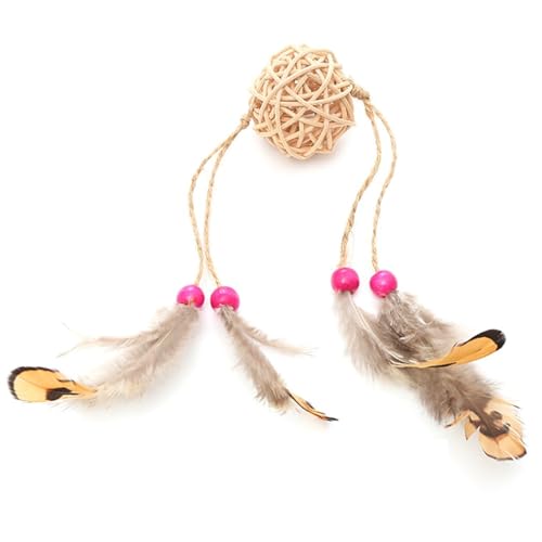 OLACD Rundes weiches bissfestes Spielspielzeug Feder künstlicher niedlicher Ball Rattan Katze lustiger Ball Kätzchen rund Home Bissfest OLACD Rundes weiches bissfestes Spielspielzeug Feder künstlicher niedlicher Ball Rattan Katze lustiger Ball Kätzchen rund Home Bissfest von OLACD