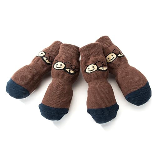 OLACD Socken für Welpen, Größe S, M, L, atmungsaktiv, warm, elastisch, dehnbar, rutschfest, Cartoon-Hund: von OLACD