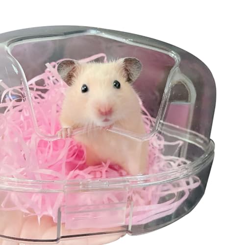 OLACD Tragbarer Hamster-Sandwaschraum, transparenter leichter Badbehälter für kleine Haustiere, leicht zu reinigendes Tiersandbad von OLACD