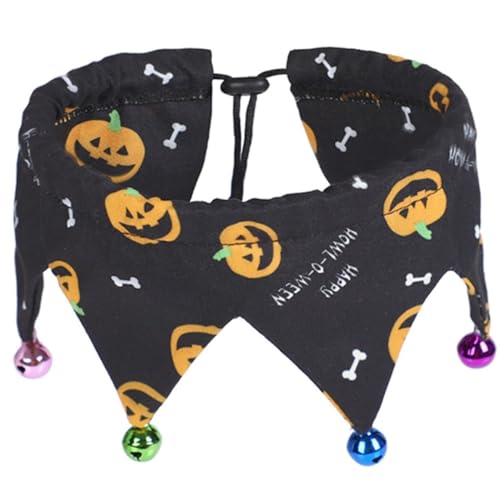 OLACD Verstellbare Halloween-Halskette mit Glöckchen, bequeme Katzen-Urlaubsmuster, Halsbekleidung, Haustier-Festlicht-Zubehör von OLACD