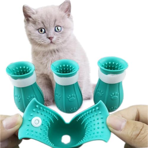 OLACD Verstellbare Silikon-Katzenpfotenschutz, einfarbig, wiederverwendbar, schützende Füße, 4 Stück von OLACD