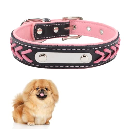 OLACD Verstellbares weiches Leder-Halsband für kleine Hunde, niedliches und atmungsaktives Kätzchenhalsband, personalisiertes Katzen-Trainingshalsband von OLACD