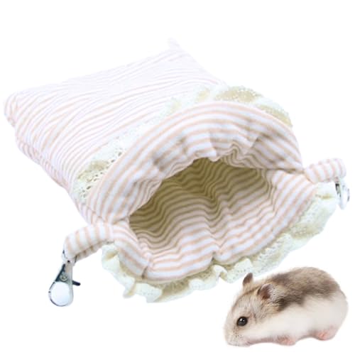 OLACD Weiche Thermo-Hängematte für Kleintiere: Stoff gestreift, leichter Schlafsack mit süßem, warmem Zuckergleiter und Hamsterversteck von OLACD