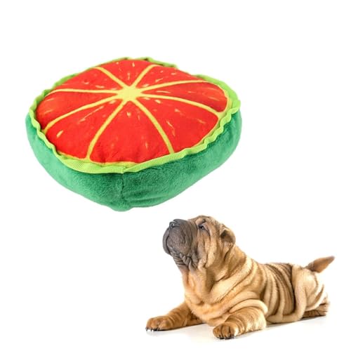 OLACD Weiches Plüschspielzeug für Hunde, Wassermelonen-Design mit Quietscher, Stress Komfort Kauspielzeug für Welpen OLACD Weiches Plüschspielzeug für Hunde, Wassermelonen-Design mit Quietscher, Stress Komfort Kauspielzeug für Welpen von OLACD