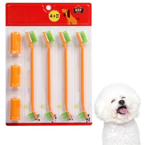 OLACD Zahnbürste für Haustiere: weiche Doppelkopf-4er-Pack, leichte Hunde- und Katzenzahnreinigungsbürsten mit Drei-Finger-Design von OLACD