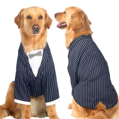 Smoking für kleine, mittelgroße und große Hunde: leichte Fliege für Haustiere, gestreift, formeller Anzug, weich, atmungsaktiv, Outfit für Hunde Smoking für kleine, mittelgroße und große Hunde: leichte Fliege für Haustiere, gestreift, formeller Anzug, weich, atmungsaktiv, Outfit für Hunde von OLACD