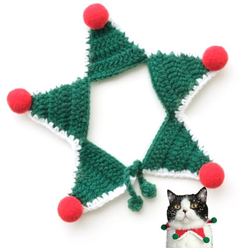 Strickhalsband für Welpen, weich, Weihnachts-Lätzchen, Haustier-Halskette, Festival-Hund, Pentagramm, Kätzchen von OLACD