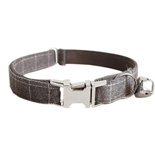 Süßes Katzenhalsband aus weichem kariertem Stoff für Kätzchen, personalisierbar, einzigartig, dekorativ, dickes Halszubehör mit modischer Glocke von OLACD