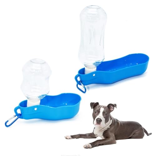 Tragbare Hunde-Wasserflasche, geruchlos, nachfüllbar, Kunststoffspender für Welpen, kleiner Behälter mit Halterung für Haustier-Flüssigkeitszufuhr, 2 Stück von OLACD