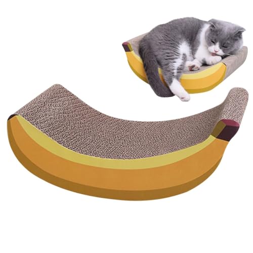Tragbares Kratzbett für Kätzchen, leichter Kratzbaum aus Karton, Bananen-Design, wendbare Auflage für die Krallenpflege von OLACD