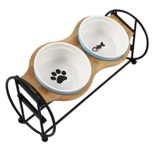 Verstellbarer Hundenapfständer mit 2 erhöhten Eisenschalen, Nackenschutz-Lösung, leicht zu reinigende Doppel-Futternäpfe für Katzen von OLACD