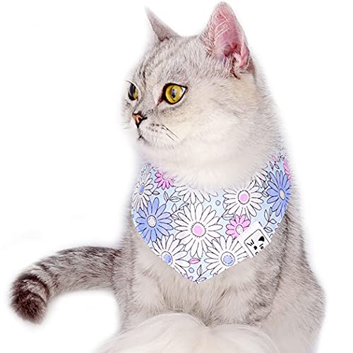 Verstellbares Halstuch für Welpen, Kätzchen, atmungsaktiv, Baumwolle, Blumenmuster, schützendes Haustier-Bandana, Lätzchen von OLACD