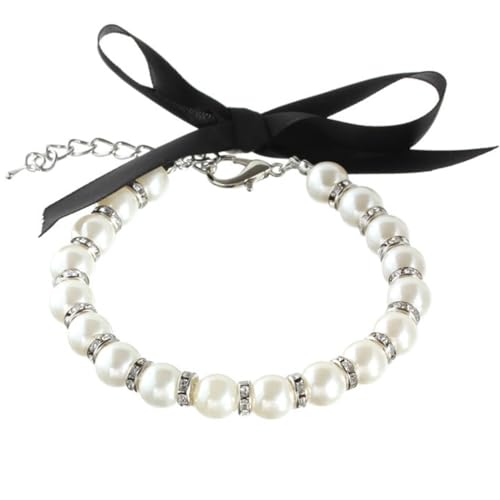 Verstellbares Hundehalsband aus Kunstperlen: Strassband Katzen-Halskette – einfach, elegant, tragbar, Welpenhalszubehör Verstellbares Hundehalsband aus Kunstperlen: Strassband Katzen-Halskette – einfach, elegant, tragbar, Welpenhalszubehör von OLACD