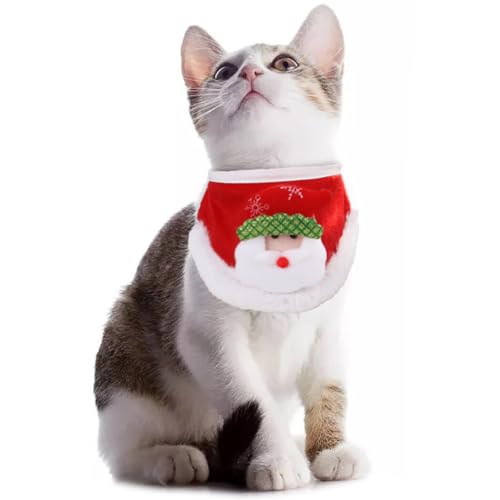 Verstellbares Hundehalstuch, festlich, Weihnachtsmann, niedliches Katzenhalsband, warmes Design, Haustier-Bandana, Lätzchen für Weihnachten von OLACD