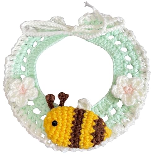 Verstellbares süßes Kätzchen-Halsband: gestricktes weiches Bienenverziertes Welpenblumenhalsband, 50 Wolle, Komfort für Wandern, Tierspaziergänge Verstellbares süßes Kätzchen-Halsband: gestricktes weiches Bienenverziertes Welpenblumenhalsband, 50 Wolle, Komfort für Wandern, Tierspaziergänge von OLACD