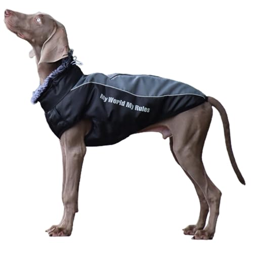 Wasserdichter Wintermantel für große Hunde – handgefertigt, atmungsaktiv, Sicherheits-Haustierbekleidung mit reflektierendem Design für nächtliche Spaziergänge von OLACD