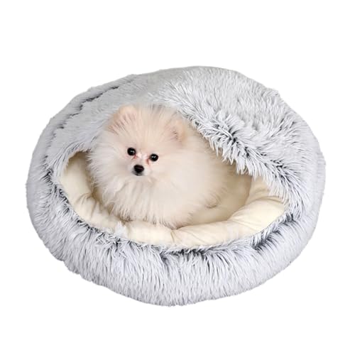 Winternest Kissen Hund für Welpen Bett Welpe: kältefest Kapuze Donut Haustier Rund Klein Mittel Flauschig Bett Höhle Katze von OLACD
