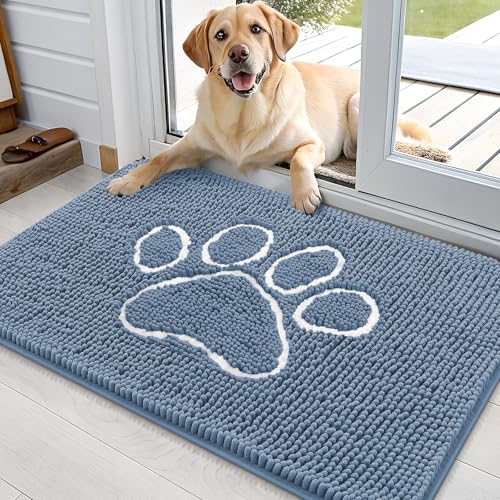 OLANLY Fußmatte für schlammige Hundepfoten, saugfähige Chenille-Fußmatte mit Pfotenabdruck-Design, rutschfeste waschbare Fußmatte für den Eingangsbereich, schnell trocknende Haustierbettmatten für OLANLY Fußmatte für schlammige Hundepfoten, saugfähige Chenille-Fußmatte mit Pfotenabdruck-Design, rutschfeste waschbare Fußmatte für den Eingangsbereich, schnell trocknende Haustierbettmatten für von OLANLY