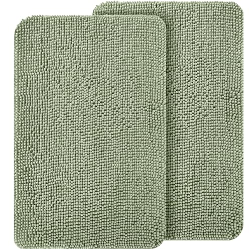 OLANLY Hunde-Fußmatten-Set, 2-teilig, 76 x 50 cm, absorbiert Feuchtigkeit und Schmutz, saugfähige, rutschfeste, waschbare Fußmatte, schnell trocknende Chenille-Schlammmatte für Hunde, Eingangsteppich von OLANLY