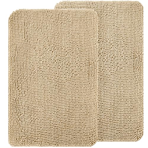 OLANLY Hunde-Fußmatten-Set, 2-teilig, 76 x 50 cm, absorbiert Feuchtigkeit und Schmutz, saugfähige, rutschfeste waschbare Fußmatte, schnell trocknende Chenille-Schlammmatte für Hunde, Eingangsteppich von OLANLY