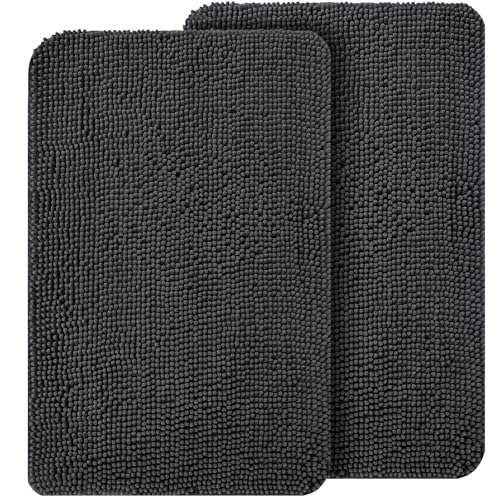 OLANLY Hunde-Fußmatten-Set, 2-teilig, 91 x 61 cm, absorbiert Feuchtigkeit und Schmutz, saugfähige, rutschfeste, waschbare Fußmatte, schnell trocknende Chenille-Schlammmatte für Hunde, Eingangsteppich von OLANLY