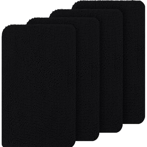 OLANLY Hunde-Fußmatten-Set, 4-teilig, 76 x 50 cm, absorbiert Feuchtigkeit und Schmutz, saugfähige, rutschfeste, waschbare Fußmatte, schnell trocknende Chenille-Schlammmatte für Hunde, Eingangsteppich von OLANLY