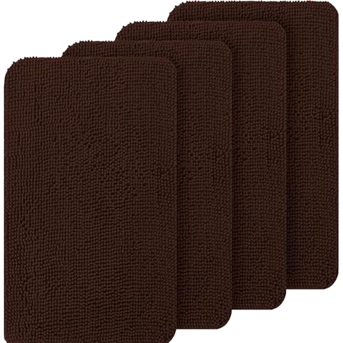 OLANLY Hunde-Fußmatten-Set, 4-teilig, 76 x 50 cm, absorbiert Feuchtigkeit und Schmutz, saugfähige, rutschfeste, waschbare Fußmatte, schnell trocknende Chenille-Schlammmatte für Hunde, Eingangsteppich von OLANLY