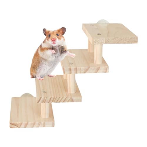 Hamster Holztreppe - Kaubeständiges Spielzeug für Kleintierkäfige aus Holz, Kletterbrücke, Leitern,Haustierplattform-Zubehör, Lebensraumspielzeug für kleine Schweine, Chinchillas, Olcana von OLCANA