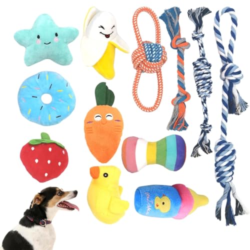 OLCANA Hundeseilspielzeug,Pelziges Stofftier-Hundespielzeug - Süßes ausgestopftes Hundespielzeug, weiches Hundespielzeug, zahnendes Welpenspielzeug für Training, Haustiere, Mundgesundheit von OLCANA