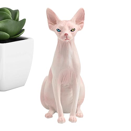 OLCANA -Sphinx-Katzenfigur | Sphinx Katze Tiere Figur Spielzeug Hochsimulation Lebendiges haarloses Katzenspielzeug,3,74 * 3,54 * 1,57 Zoll -Haustier-Katzenfiguren-Spielzeug für Büros von OLCANA