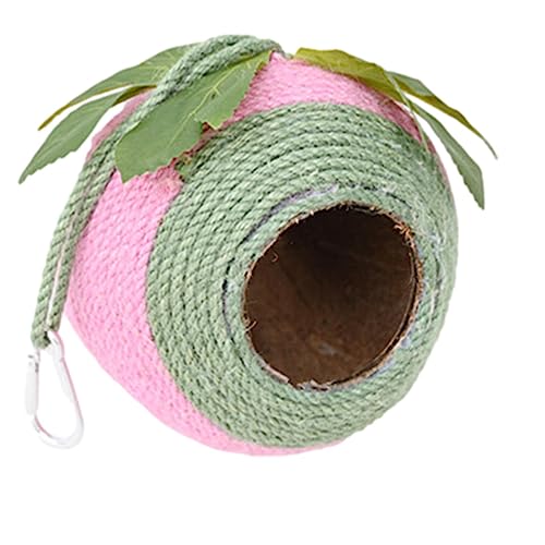 OLCANA Vogelhaus aus Kokosnuss – Vogelhaus mit Kokosnussschale, tragbar, handgewebt, Hamsterhaus für Spatzen, Schwalben, , Sittiche und Sittiche von OLCANA