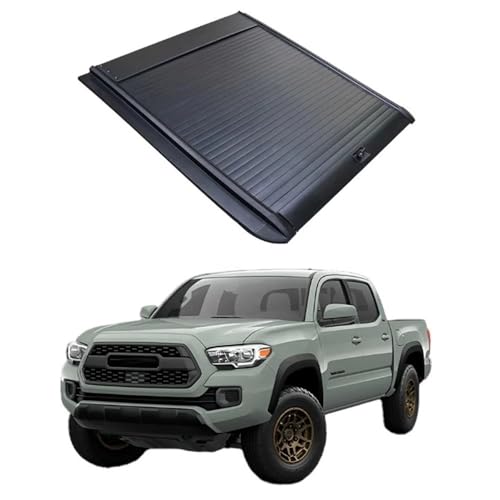 OLCYBDFC Einziehbare Pickup Truck Bed Hard Tonneau Cover Roller Lid Tonneau Aluminium Kompatibel for Toyota 23 Tacoma Tonneu Cover Hard(Electric Lock) von OLCYBDFC