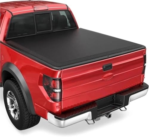 OLCYBDFC Fiberglas-Ladeflächenabdeckung, dreifach gefaltet, kompatibel mit Ford F150 F-150 2015 2016 2017 2018 2019 2020 2021 2022 2023 2024 2025, lange Ladefläche oben (6,5 Fuß Zustellbett)(Roll-Up S von OLCYBDFC