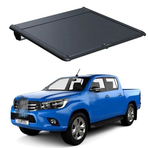 OLCYBDFC Harte Aluminium Roll Up Bed Pickup Truck Tonneau Cover for DMax Kompatibel for Nissan Navara NP300 Kompatibel for Toyota Hilux(Manual Lock) von OLCYBDFC