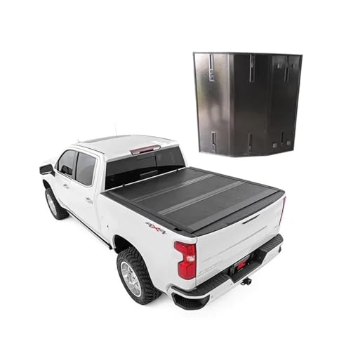 OLCYBDFC Kompatibel mit Dodge, Nissan, Great Wall, Ford, GMC, Chevrolet, Toyota, RAM. Aluminium-Ladeflächenabdeckungen for Pickup-Trucks, einziehbar. Harte, dreifach gefaltete Ladeflächenabdeckung, ko von OLCYBDFC