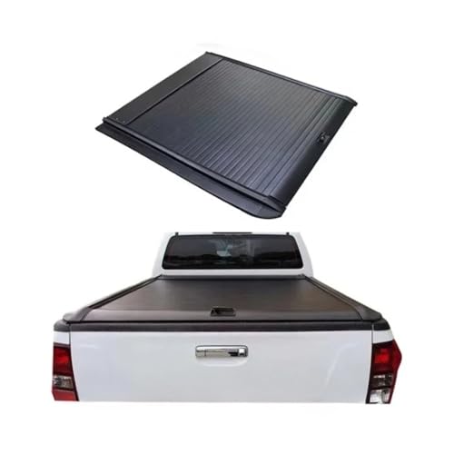 OLCYBDFC Tonneau-Abdeckung mit Rolldeckel, hartes Bett, einziehbar, Aluminiumlegierung, kompatibel mit Isuzu Dmax, Schwarz, 4X4, Pickup, Autos(Manual Lock) von OLCYBDFC
