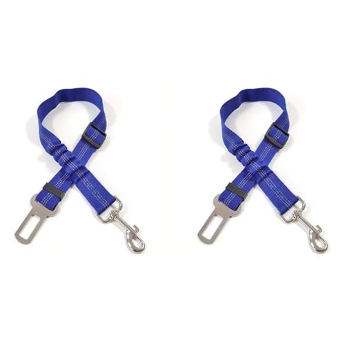 Auto-Sicherheitsgurte für Hunde, verstellbarer elastischer Sicherheitsgurt, langlebiger Haustier-Sicherheitsgurt, geeignet für jeden Körpertyp, 2,5 x 75 cm, Blau, 2 Stück von OLEOJH