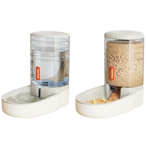 Automatischer Futterspender und Wasserspender für Haustiere, automatischer Futter- und Wasserspender, Nass- und Trockentrennung, für Kätzchen und Welpen, 3,8 l, Grau von OLEOJH