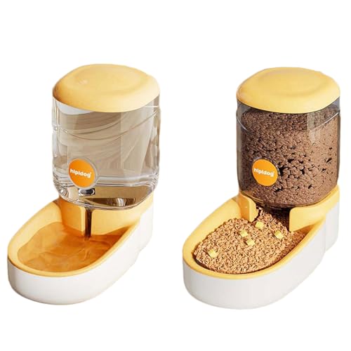 Automatischer Futterspender und Wasserspender für Haustiere, automatischer Futter- und Wasserspender, Nass- und Trockentrennung, für Kätzchen und Welpen, 4 l, Orange von OLEOJH