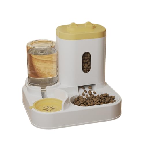 Automatischer Katzenfutterspender, Futterspender und Wasserspender Set, Reisezubehör für Katzen, Hunde und Haustiere, Gelb von OLEOJH
